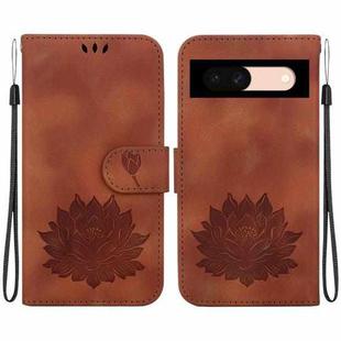 For Google Pixel 8a Lotus Embossed Leather Phone Case(Brown)