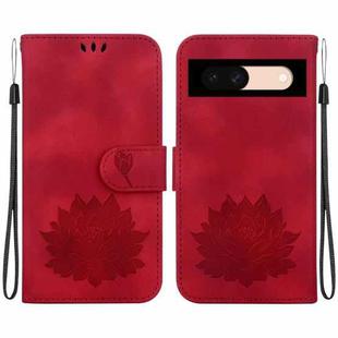 For Google Pixel 8a Lotus Embossed Leather Phone Case(Red)