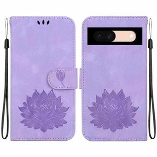 For Google Pixel 8a Lotus Embossed Leather Phone Case(Purple)