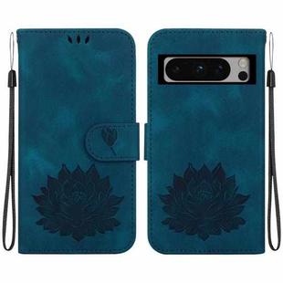 For Google Pixel 8 Pro Lotus Embossed Leather Phone Case(Dark Blue)
