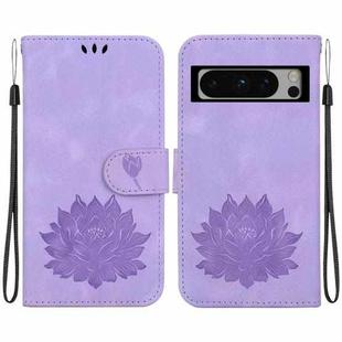 For Google Pixel 8 Pro Lotus Embossed Leather Phone Case(Purple)