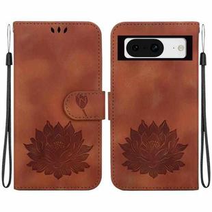 For Google Pixel 8 Lotus Embossed Leather Phone Case(Brown)