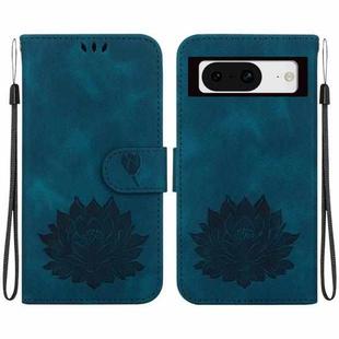 For Google Pixel 8 Lotus Embossed Leather Phone Case(Dark Blue)