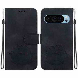 For Google Pixel 9 Lotus Embossed Leather Phone Case(Black)