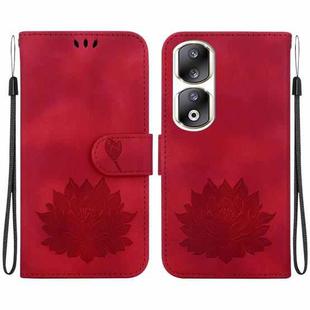For Honor 90 Pro Lotus Embossed Leather Phone Case(Red)