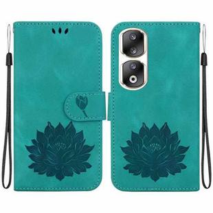 For Honor 90 Pro Lotus Embossed Leather Phone Case(Green)