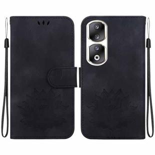 For Honor 90 Pro Lotus Embossed Leather Phone Case(Black)