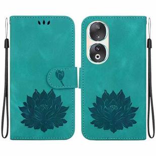 For Honor 90 Lotus Embossed Leather Phone Case(Green)