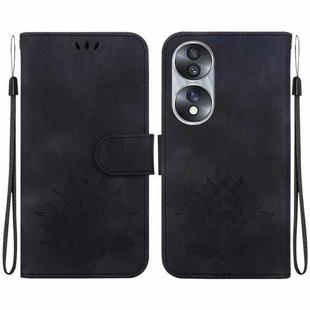 For Honor 70 Lotus Embossed Leather Phone Case(Black)