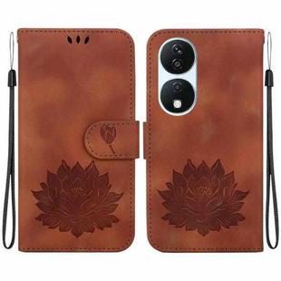 For Honor X7b / Play 50 Plus Lotus Embossed Leather Phone Case(Brown)