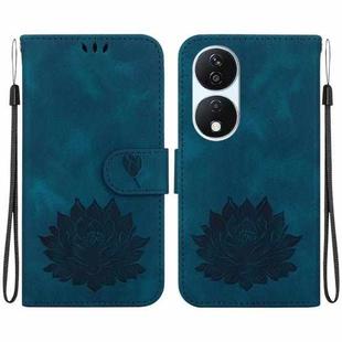 For Honor X7b / Play 50 Plus Lotus Embossed Leather Phone Case(Dark Blue)