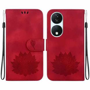 For Honor X7b / Play 50 Plus Lotus Embossed Leather Phone Case(Red)