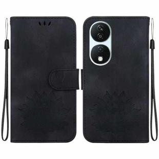 For Honor X7b / Play 50 Plus Lotus Embossed Leather Phone Case(Black)