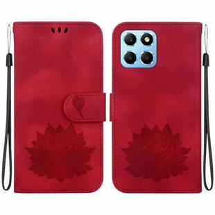 For Honor X8 5G Lotus Embossed Leather Phone Case(Red)