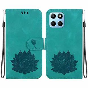 For Honor X8 5G Lotus Embossed Leather Phone Case(Green)