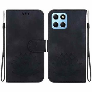 For Honor X8 5G Lotus Embossed Leather Phone Case(Black)