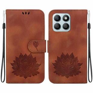 For Honor X8b Lotus Embossed Leather Phone Case(Brown)