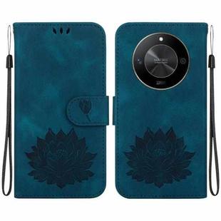 For Honor X9b / Magic6 Lite Lotus Embossed Leather Phone Case(Dark Blue)