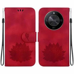 For Honor X9b / Magic6 Lite Lotus Embossed Leather Phone Case(Red)