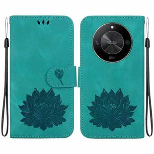 For Honor X9b / Magic6 Lite Lotus Embossed Leather Phone Case(Green)