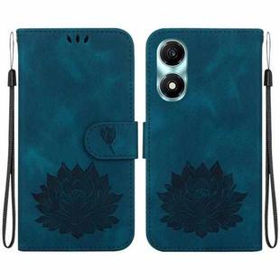 For Honor X5 Plus / Play 40C Lotus Embossed Leather Phone Case(Dark Blue)