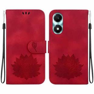 For Honor X5 Plus / Play 40C Lotus Embossed Leather Phone Case(Red)