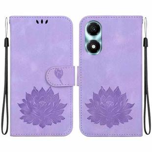 For Honor X5 Plus / Play 40C Lotus Embossed Leather Phone Case(Purple)