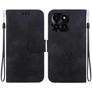 For Honor X6a Lotus Embossed Leather Phone Case(Black)