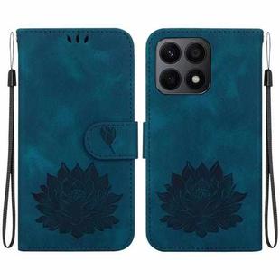 For Honor X8a Lotus Embossed Leather Phone Case(Dark Blue)