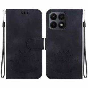 For Honor X8a Lotus Embossed Leather Phone Case(Black)