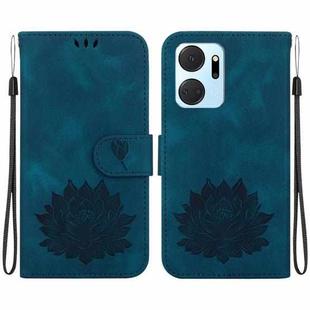 For Honor X7a Lotus Embossed Leather Phone Case(Dark Blue)