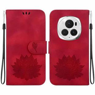 For Honor Magic6 Pro Lotus Embossed Leather Phone Case(Red)