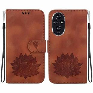 For Honor 200 Lotus Embossed Leather Phone Case(Brown)