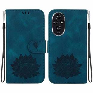 For Honor 200 Lotus Embossed Leather Phone Case(Dark Blue)