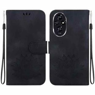 For Honor 200 Lotus Embossed Leather Phone Case(Black)