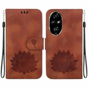 For Honor 200 Pro Lotus Embossed Leather Phone Case(Brown)