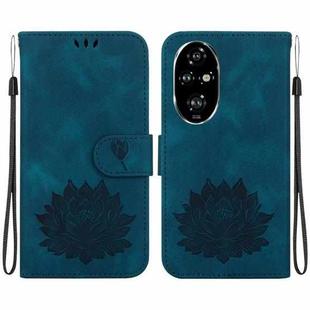 For Honor 200 Pro Lotus Embossed Leather Phone Case(Dark Blue)