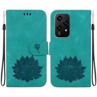 For Honor 200 Lite Global Lotus Embossed Leather Phone Case(Green)