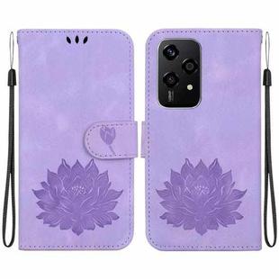 For Honor 200 Lite Global Lotus Embossed Leather Phone Case(Purple)