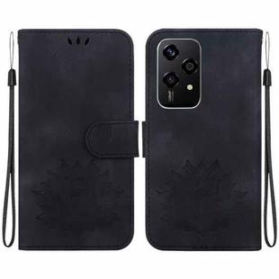 For Honor 200 Lite Global Lotus Embossed Leather Phone Case(Black)