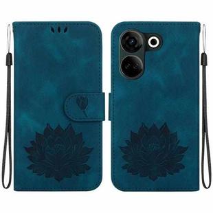 For Tecno Camon 20 / Camon 20 Pro 4G Lotus Embossed Leather Phone Case(Dark Blue)
