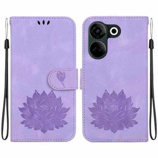For Tecno Camon 20 / Camon 20 Pro 4G Lotus Embossed Leather Phone Case(Purple)