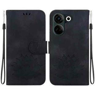 For Tecno Camon 20 / Camon 20 Pro 4G Lotus Embossed Leather Phone Case(Black)