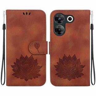 For Tecno Camon 20 Pro 5G Lotus Embossed Leather Phone Case(Brown)