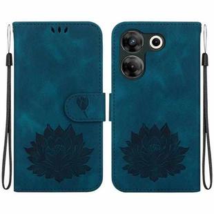 For Tecno Camon 20 Pro 5G Lotus Embossed Leather Phone Case(Dark Blue)