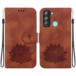 For Tecno Pop 5 LTE Lotus Embossed Leather Phone Case(Brown)