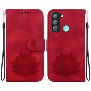 For Tecno Pop 5 LTE Lotus Embossed Leather Phone Case(Red)