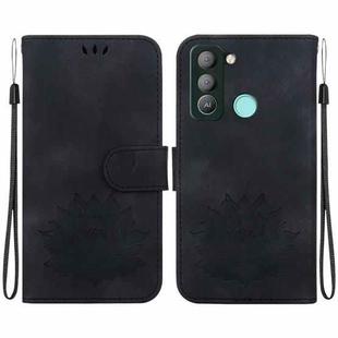 For Tecno Pop 5 LTE Lotus Embossed Leather Phone Case(Black)