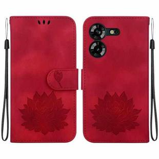 For Tecno Pova 5 Lotus Embossed Leather Phone Case(Red)