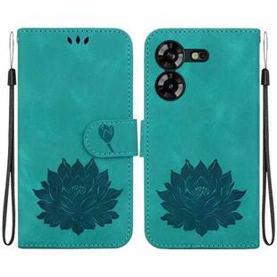 For Tecno Pova 5 Lotus Embossed Leather Phone Case(Green)